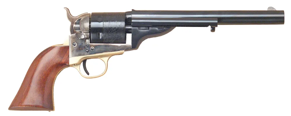 Cimarron CA914 1872 Open Top Navy Revolver - 38 Long Colt/38 Special, 7.5" Blued Barrel, Walnut Grip