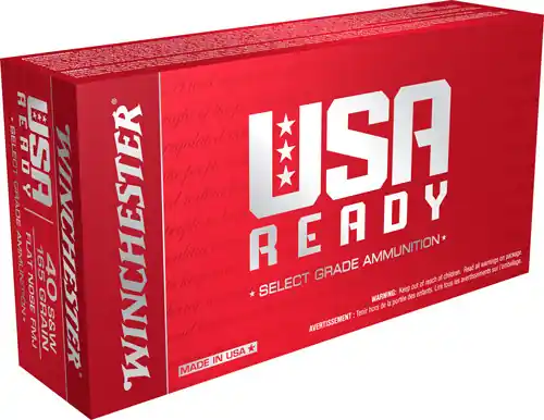 Winchester USA Ready .40 S&W 165GR FMJ-Match 50 Rounds 10 Boxes/Case