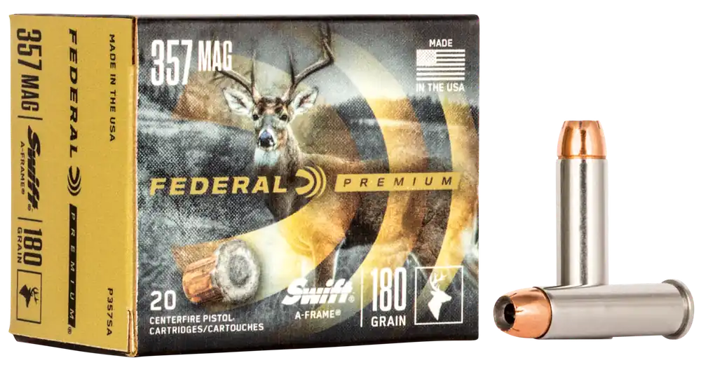 Federal Premium .357 Mag 180gr Swift A-Frame Ammo - 20 Rounds/Box, 10 Boxes/Case