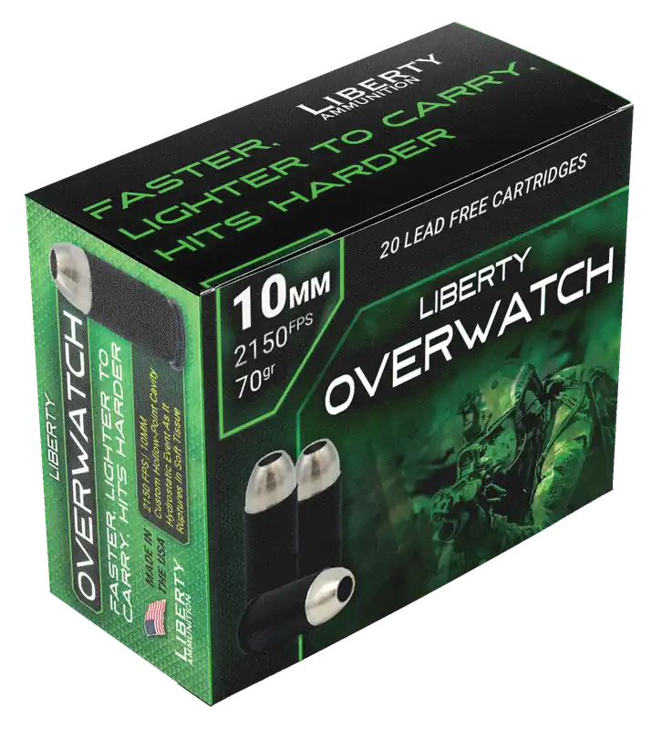 Liberty Ammunition OverWatch 10mm Auto 70gr Open Cavity - 20/Box, 50/Case