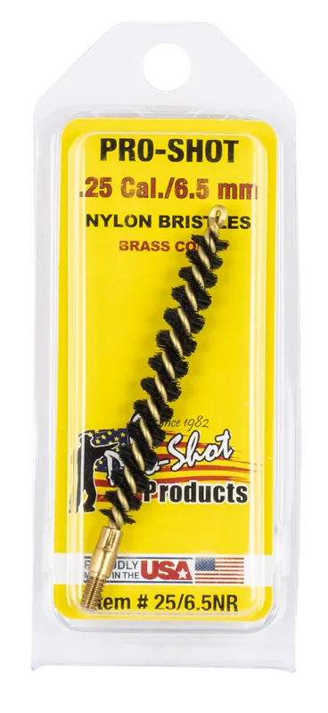 Pro-Shot 2565NR .25 Cal/6.5mm Rifle Bore Brush with Nylon Bristles and Brass Core