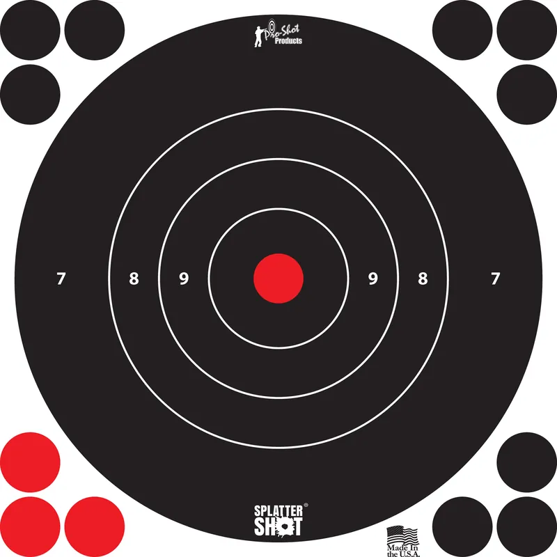 Pro-Shot 8" Bullseye SplatterShot Self-Adhesive Targets - 6 Pack