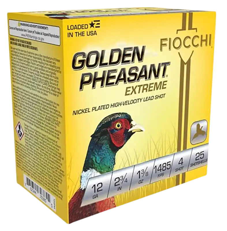 Fiocchi Golden Pheasant Extrema 12 Gauge 4 Shot Ammo - 25 Rounds Per Box