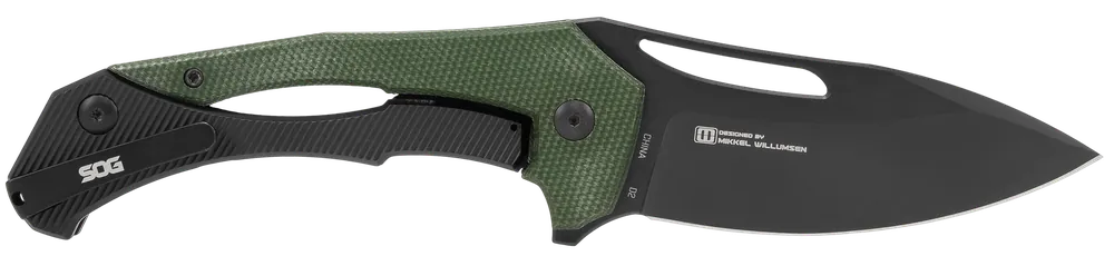 SOG Bulwark FLK EDC Folding Knife with Black PVD Cryo D2 Steel Blade and Olive Drab Micarta Handle