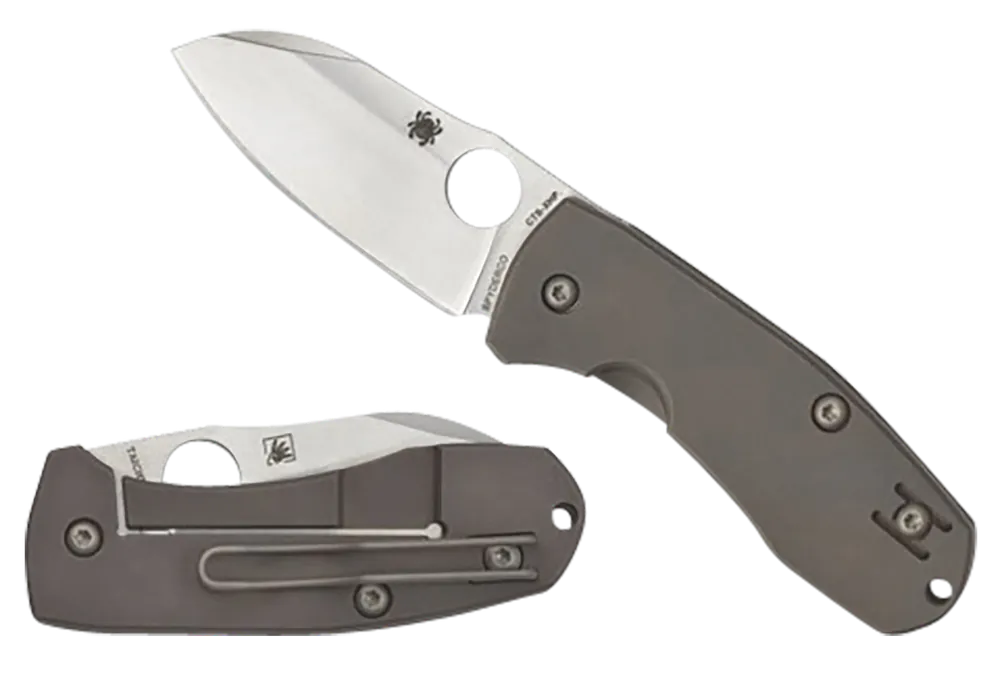 Spyderco Techno 2 Folding Knife with Sheepsfoot Blade and Titanium Handle