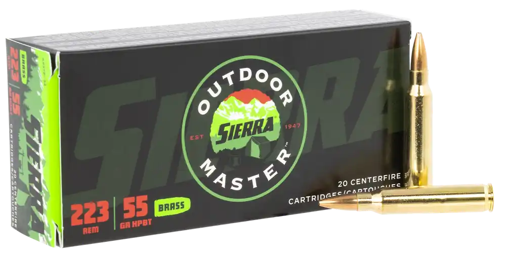 Sierra A937532 Outdoor Master .223 Rem 55gr HPBT Ammo - 20 Rounds/Box, 10 Boxes/Case
