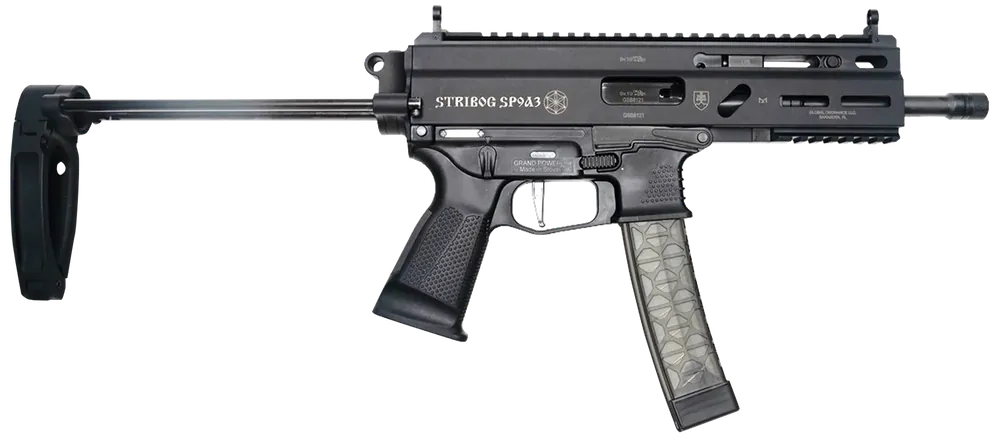 Grand Power Stribog SP9A3 9mm PDW with Tailhook Brace - 30+1 Capacity, Black Finish
