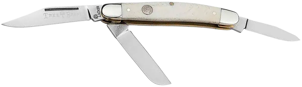 Boker 110854 Stockman Medium Knife with D2 Steel Blades and Smooth White Bone Handle