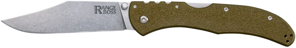 Cold Steel Range Boss Folding Knife with Clip Point Blade and OD Green Handle