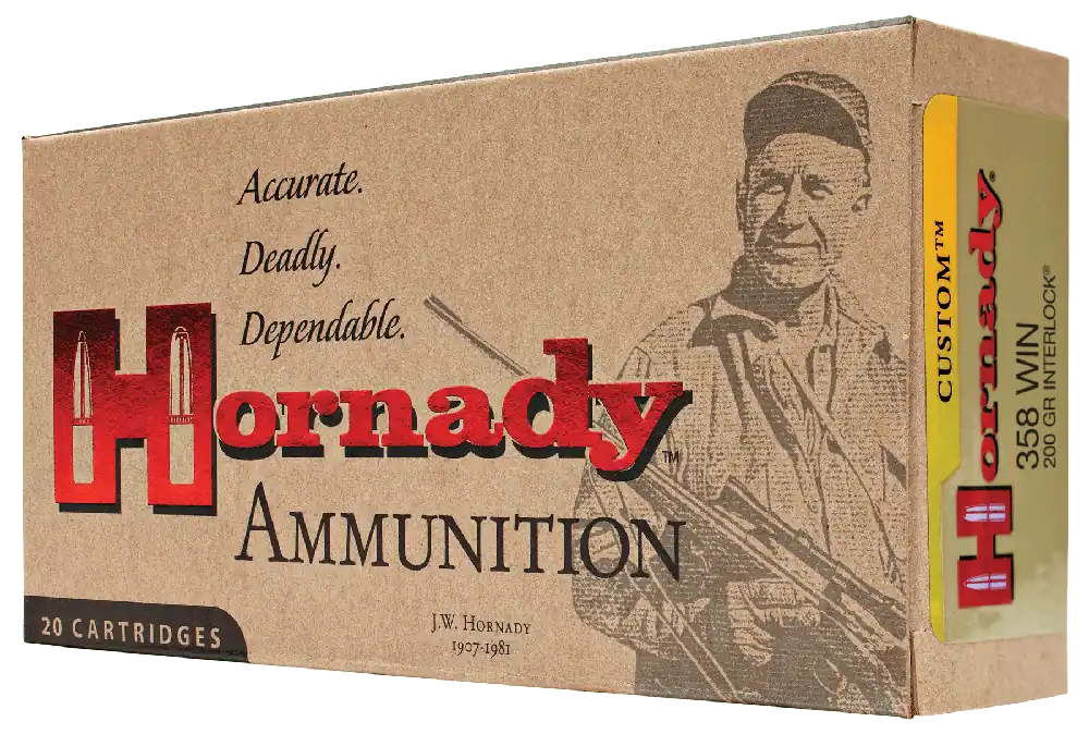 Hornady Custom .358 Win 200gr InterLock Spire Point Ammo - 20 Rounds