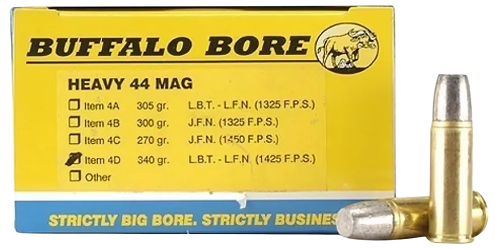 Buffalo Bore 44 Rem Mag +P+ 340gr LFN Ammo - 20 Rounds