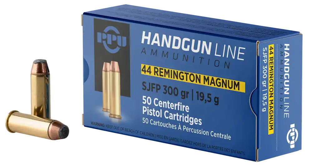 PPU PPH44MF .44 Rem Mag 300gr SJFP Handgun Ammo - 50 Rounds/Box, 10 Boxes/Case