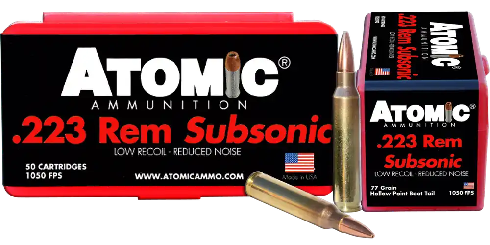 Atomic Ammunition 00429 Subsonic .223 Rem 77gr HPBT - 50 Rounds/Box, 10 Boxes/Case
