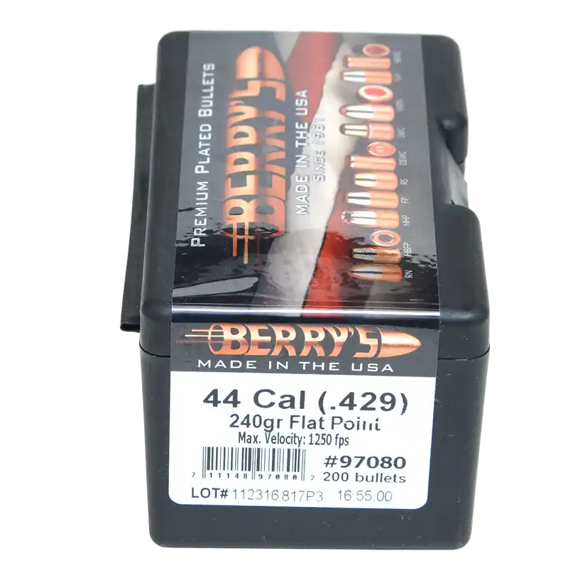 Berry's Superior Pistol 44Cal 240gr Flat Point Bullets - 200 Count Box