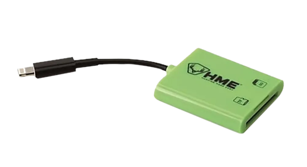 HME Memory Card Reader for iOS Devices - Compatible with iPhone/iPad up to 256GB (Black/Green)