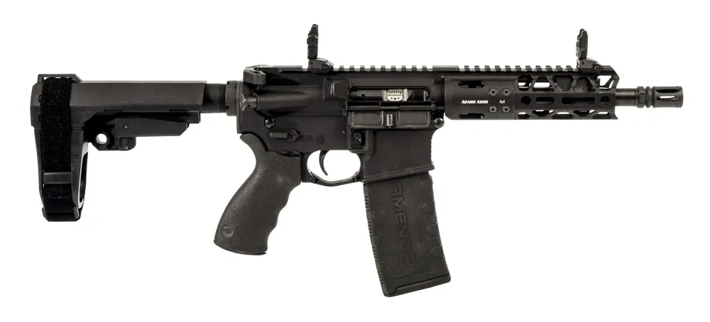 Adams Arms FGAA00432 P2 AARS Pistol 300 Blackout 8" 30+1 Black SBA3 Pistol Brace Stock Black Polymer Grip Adams Arms M-LOK Rail System