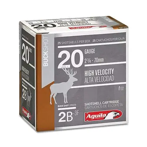 Aguila 1C2002BA Field 20 Gauge 2.75 1 oz 2 Buck Shot 25 Round Box