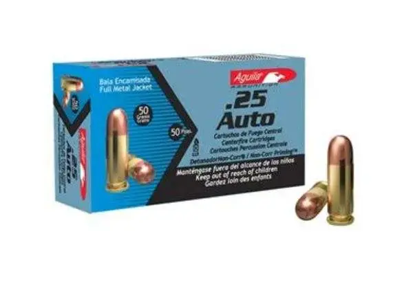 Aguila 1E252110 Pistol 25 ACP 50 gr Full Metal Jacket (FMJ) 50 Round Box