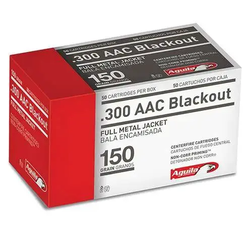 Aguila 1E300110 Rifle 300 Blackout 150 gr Full Metal Jacket Boat Tail (FMJBT) 50 Round Box