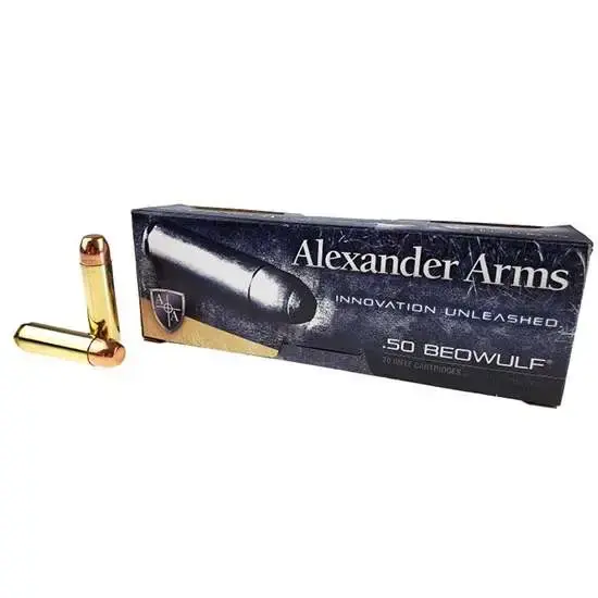 Alexander Arms AB350RSBOX Rifle Ammo 50 Beowulf 350 gr Round Shoulder Polymer Tip 20 Round Box