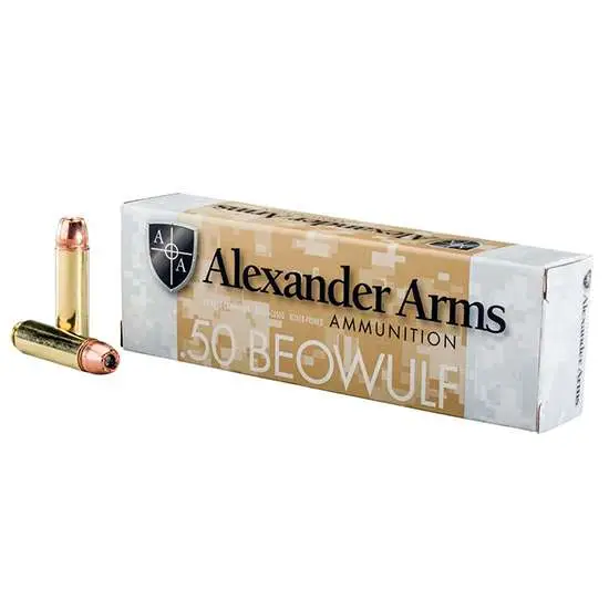Alexander Arms AB350XTPBOX Rifle Ammo 50 Beowulf 350 gr Hornady XTP Hollow Point 20 Round Box