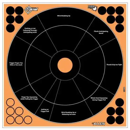 Allen 15248 EZ Aim Splash Handgun Trainer Circle Self-Adhesive Paper Target 12" x 12" 5 Per Pack