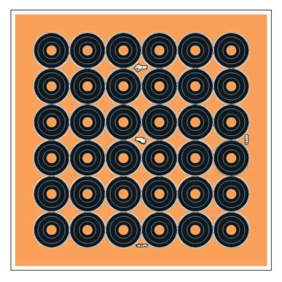 Allen 15250 EZ Aim Splash Self-Adhesive Paper 1" Bullseye Orange Target Paper w/Black Target 12 Per Pack