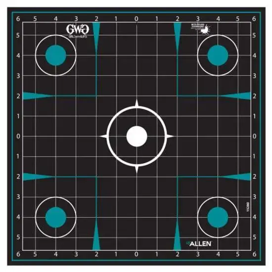 Girls With Guns 15280 Splash Self-Adhesive Paper 12" x 12" Grid Black Target w/Turquoise Accents 5 Per Pack