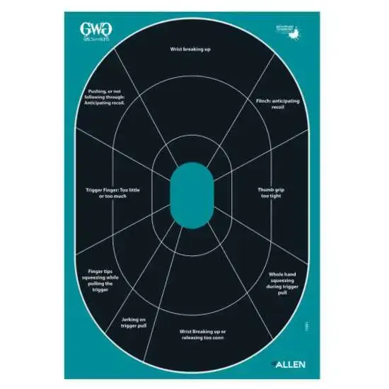 Girls With Guns 15283 Splash Self-Adhesive Paper 12" x 17.25" Oval Black Target w/Turquoise Background 5 Per Pack