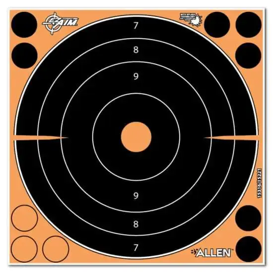 Allen 15316 EZ Aim Splash Self-Adhesive Paper 8" x 8" Bullseye Orange Target Paper w/Black Target 6 Per Pack