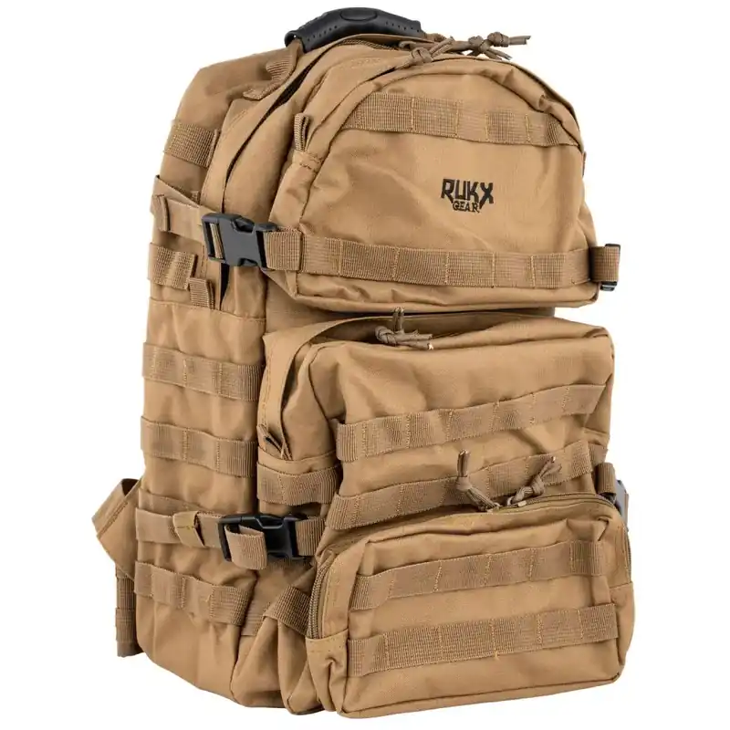 RUKX GEAR Tactical 3 Day 600D Polyester 16" x 10" x 10" Tan