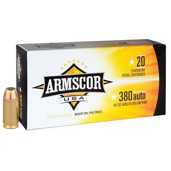 Armscor FAC3803N Pistol 380 ACP 95 gr Jacketed Hollow Point (JHP) 20 Round Box