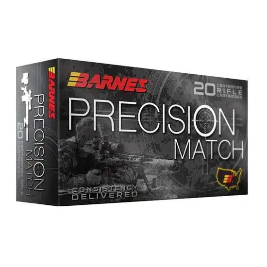 Barnes Bullets 30166 Precision Match 6.5 Creedmoor 140 gr Open Tip Match Boat Tail 20 Round Box