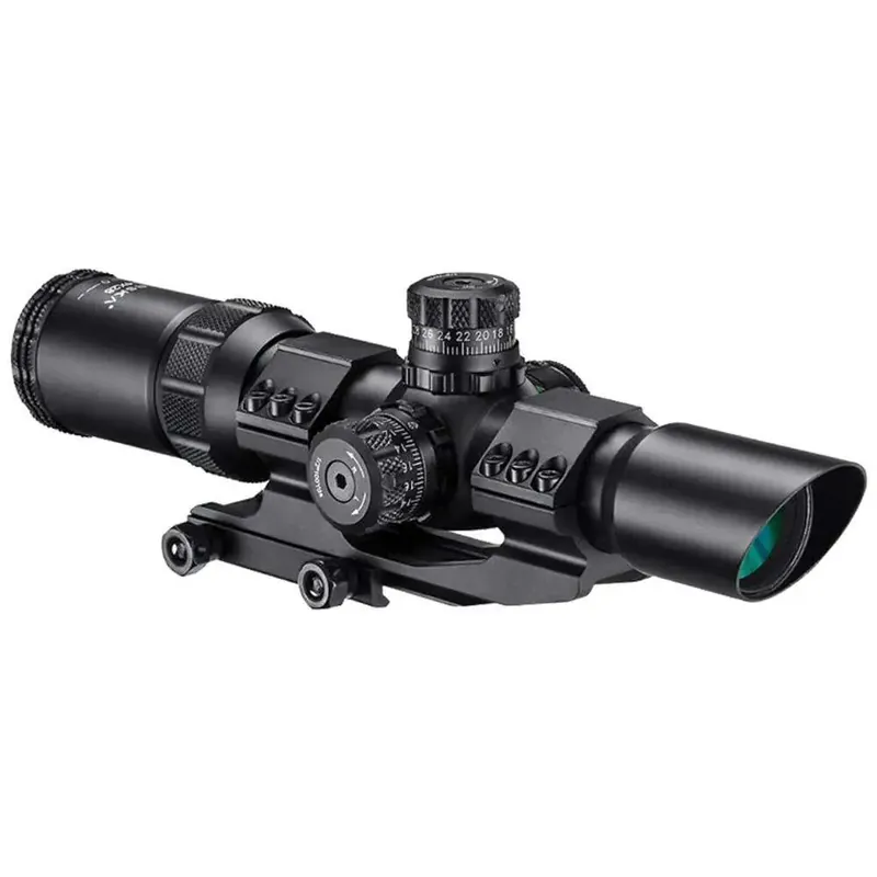 Barska SWAT-AR Rifle Scope 1-4x 28mm Obj 90-30 ft @ 100 yds FOV 30mm Tube Black Matte Finish Illuminated Mil-Dot Red/Green