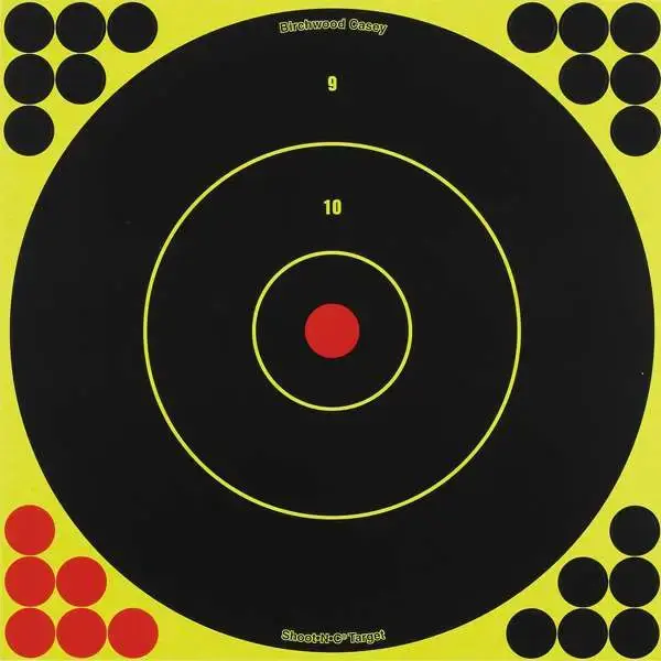 Birchwood Casey 34012 Shoot-N-C Self-Adhesive Paper 12" Bullseye Yellow Target Paper w/Black Target & Red Accents 5 Per Pack