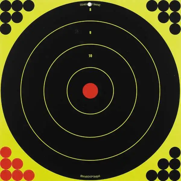Birchwood Casey 34185 Shoot-N-C Self-Adhesive Paper 17.25" Bullseye Yellow Target Paper w/Black Target & Red Accents 5 Per Pack