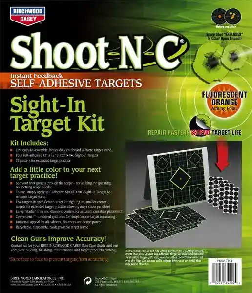 Birchwood Casey 34202 Shoot-N-C Sight-In 5-Diamond Stand Adhesive Paper Target 12" x 12" 4 Per Pack