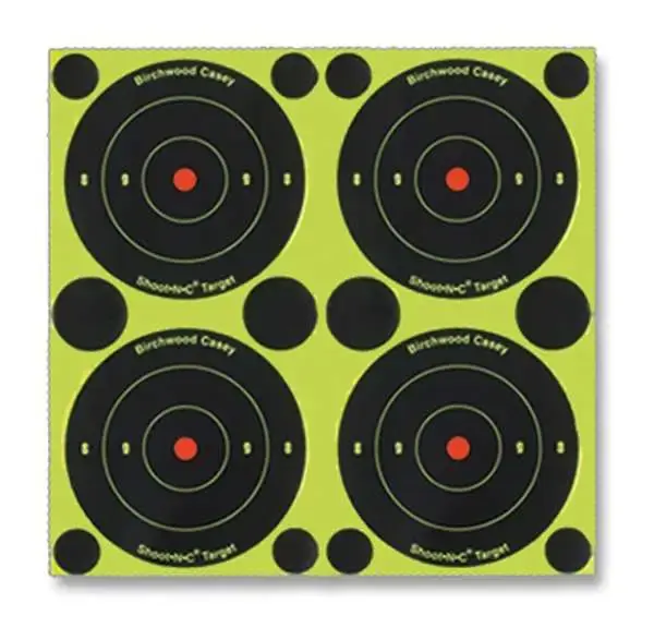 Birchwood Casey 34375 Shoot-N-C Self-Adhesive Paper 3" Bullseye Yellow Target Paper w/Black Target & Red Accents 240 Targets