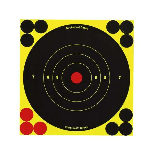 Birchwood Casey 34550 Shoot-N-C Self-Adhesive Paper 6" Bullseye Yellow Target Paper w/Black Target & Red Accents 60 Per Pack