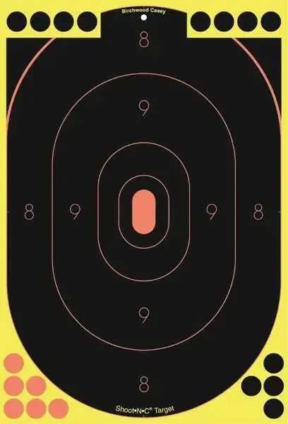 Birchwood Casey 34603 Shoot-N-C Self-Adhesive Paper 12" x 18" Silhouette Yellow Target Paper w/Black Target & Red Accents 100 Per Pack