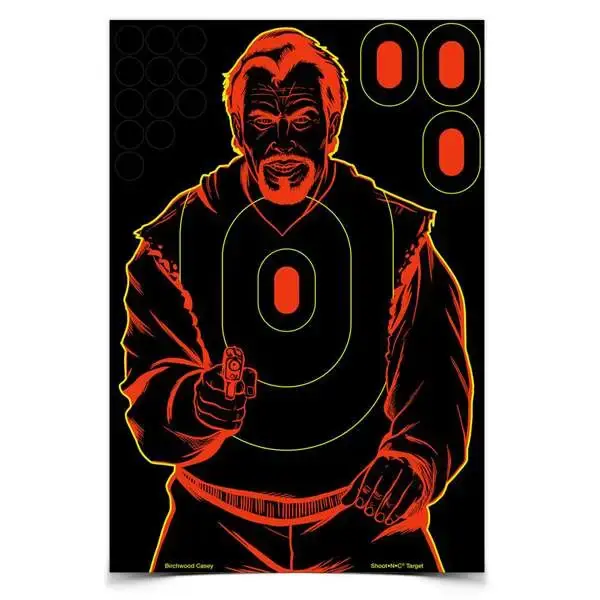Birchwood Casey 34645 Shoot-N-C Bad Guy Self-Adhesive Paper 12" x 18" Silhouette Black Target Paper w/Black Target & Red Accents 5 Per Pack