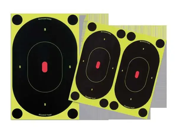 Birchwood Casey 34750 Shoot-N-C Self-Adhesive Paper 7" Silhouette Yellow Target Paper w/Black Target & Red Accents 60 Per Pack