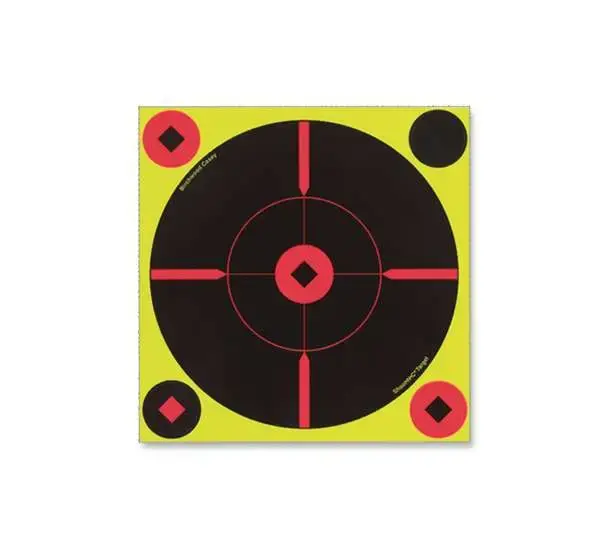 Birchwood Casey 34806 Shoot-N-C Bull's-Eye BMW Self-Adhesive Paper 8" Bullseye Yellow Target Paper w/Black Target & Red Accents 6 Per Pack