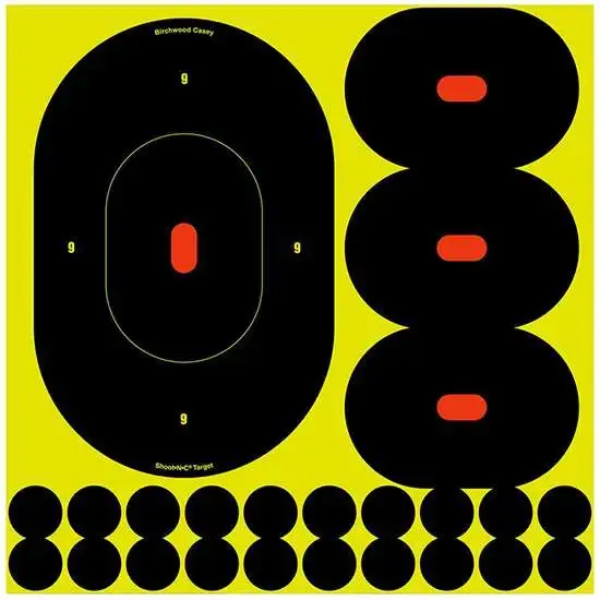 Birchwood Casey 34905 Shoot-N-C Self-Adhesive Paper 9" Silhouette Yellow Target Paper w/Black Target & Red Accents 5 Per Pack