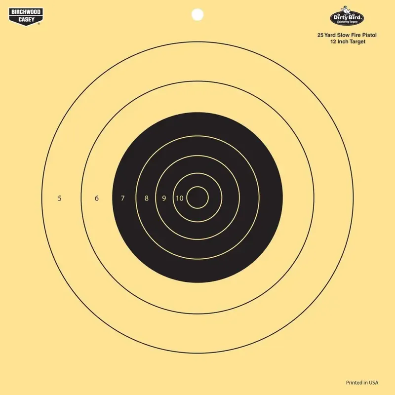 Birchwood Casey 35022 Dirty Bird Pistol Slow Fire Bullseye Hanging Tagboard Target 12" 12 Per Pack