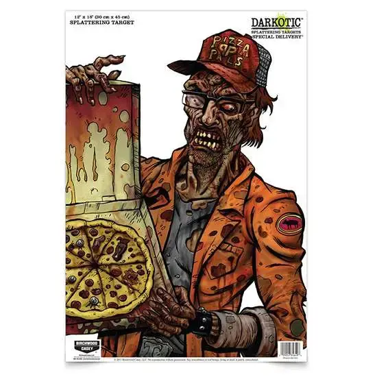 Birchwood Casey 35650 Darkotic Zombie Pizza Delivery Hanging Paper Target 12" x 18" 8 Per Pack