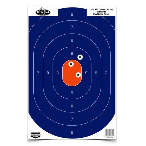Birchwood Casey 35720 Dirty Bird Silhouette Hanging Tagboard Target 12" x 18" 50 Per Pack Blue/Orange