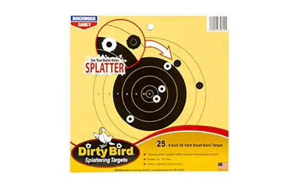 Birchwood Casey 35815 Dirty Bird 50yd Small Bore Bullseye Hanging Tagboard Target 8" 25 Per Pack