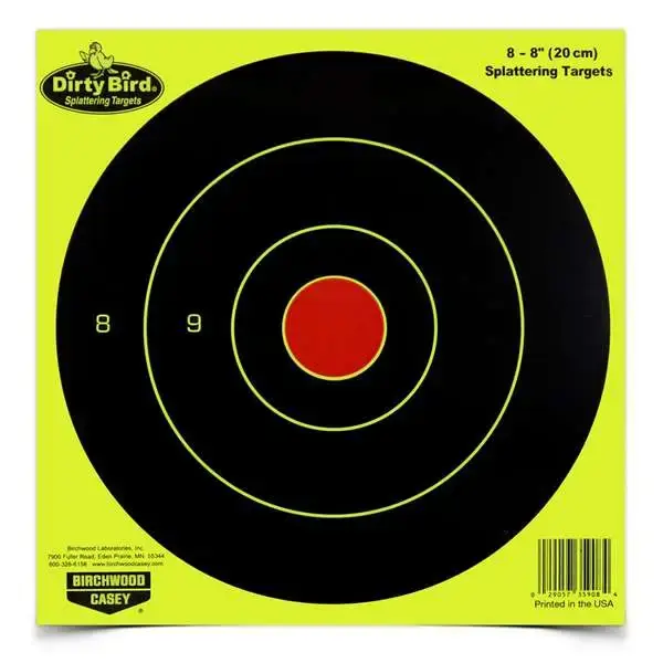 Birchwood Casey 35950 Dirty Bird 8" Bullseye Hanging Paper Target 50 Per Pack