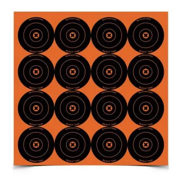 Birchwood Casey 36348 Big Burst Self-Adhesive Paper 3" Bullseye Orange Target Sheet w/Black Targets 48 Per Pack
